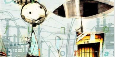 Off White Photo Collage abstract with gestural figure