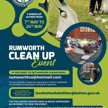 Community clean-up event in Rumworth from May 7th to 24th.