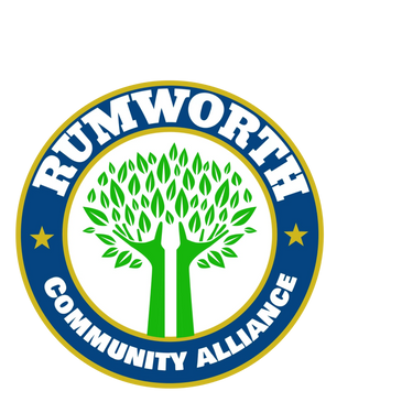 Logo of Rumworth Community Alliance with green tree and blue circular border.