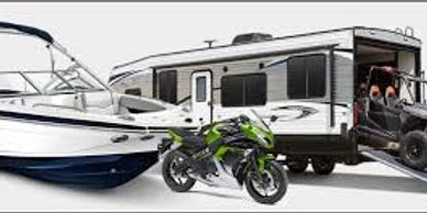 Boat, motorcycle, travel trailer