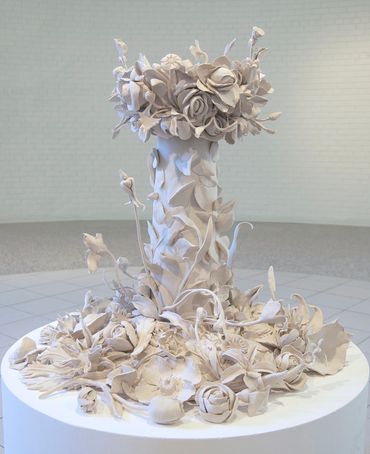 Fountain No. 1, hand-built ceramic (vitrified), 3 x 3 x 4.5 feet, 2013-present