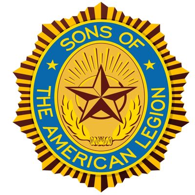Emblem of the Sons of the American Legion with a star and sunburst design.