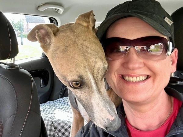 Jo who is a dog trainer and a reactive Whippet in Easingwold