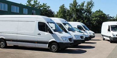 Fleet of courier vans