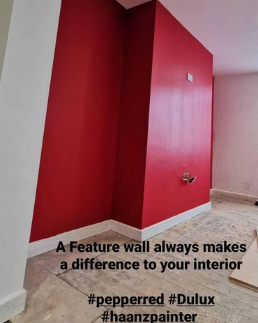 feature wall with Pepper red colour
