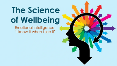 Baby blue logo image saying: The Science of Wellbeing