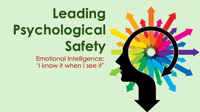 Mint green logo image saying: Leading Psychological Safety