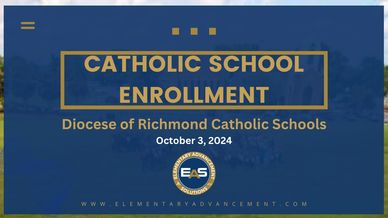 Sign for Catholic School Enrollment by the Diocese of Richmond.