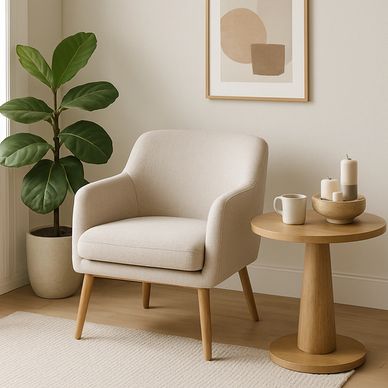 Accent Vibes accent armchair wood side table and home decor accessories