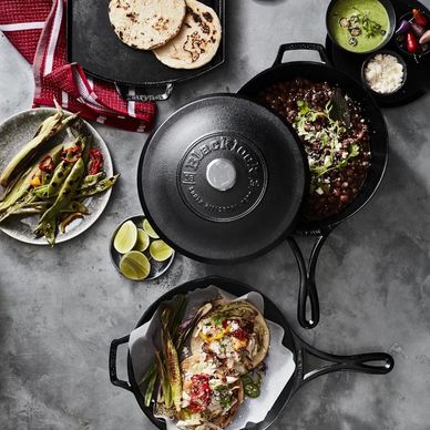 lodge cast iron set on kitchen countertop