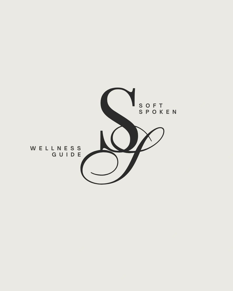 Elegant logo design with 'Soft Spoken Wellness Guide' text in stylish fonts.