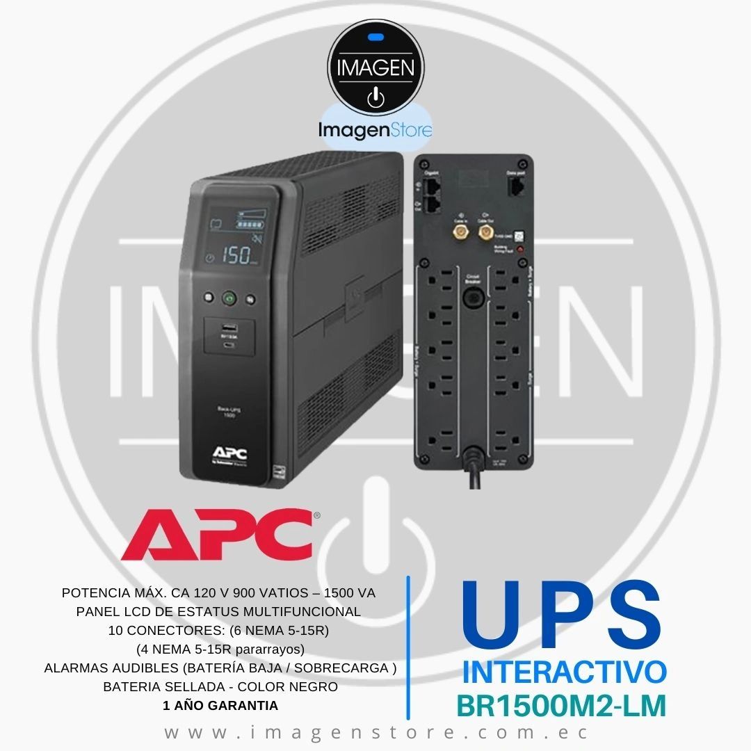 UPS APC Back-UPS Pro CA 120 V 900 vatios 1500 VA USB con 10