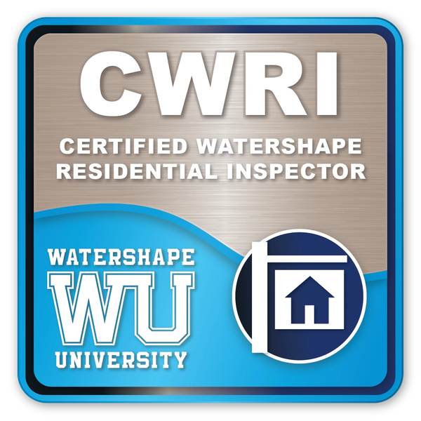 Image of the "CWRI" badge. (Certified Watershape Residential Inspector) 