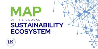 Graphic title for the global sustainability ecosystem map by ESG Partners.