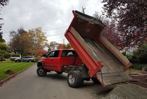 Dodge 3500 with Dump Box. Excavating, Landscaping and Delivery in Victoria BC Canada