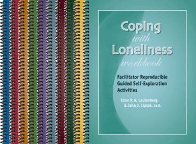 Cover of a workbook titled 'Coping with Loneliness' with colorful abstract patterns.