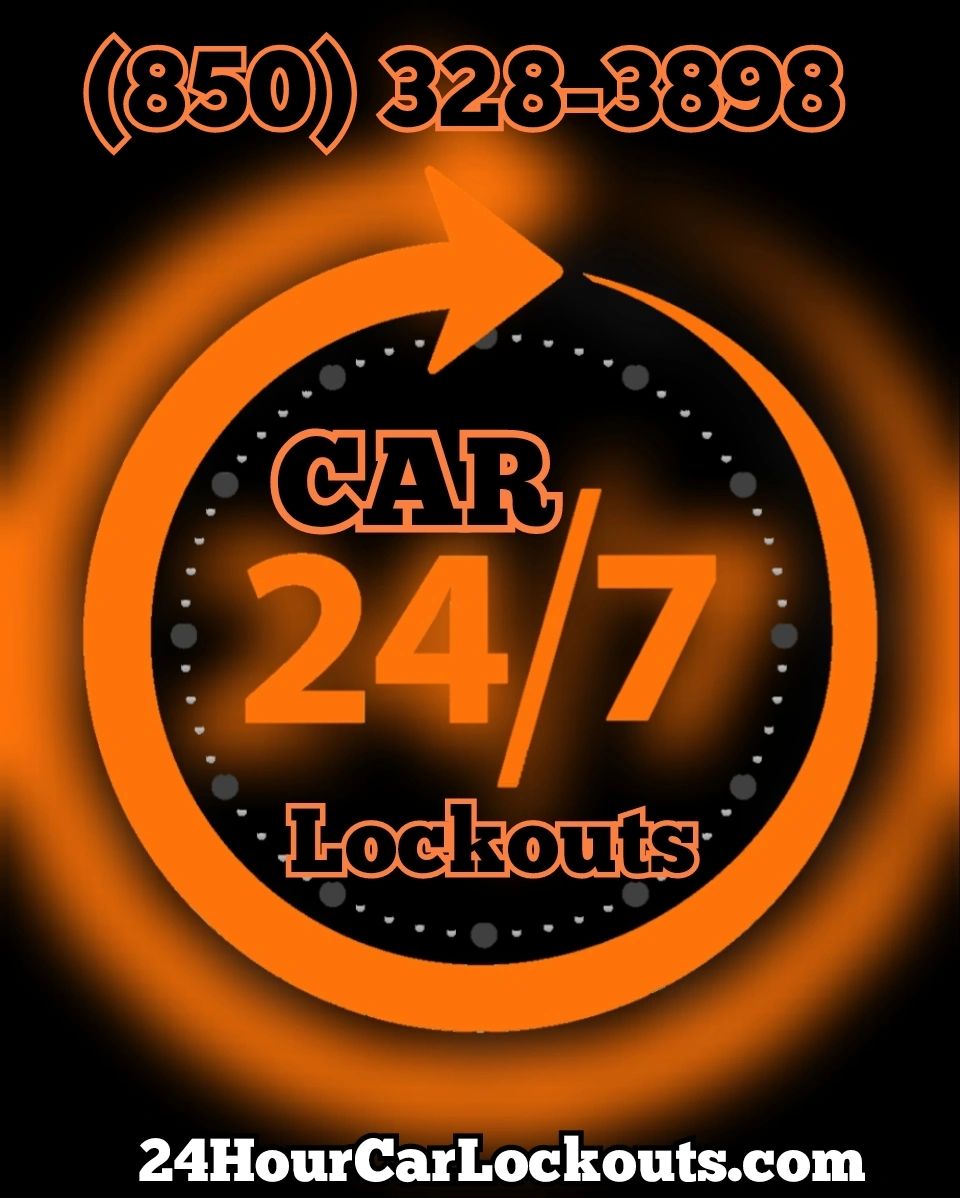 24 Hour Car Lockouts. Orange logo. Vehicle Lockout Service in Blountstown, Florida 