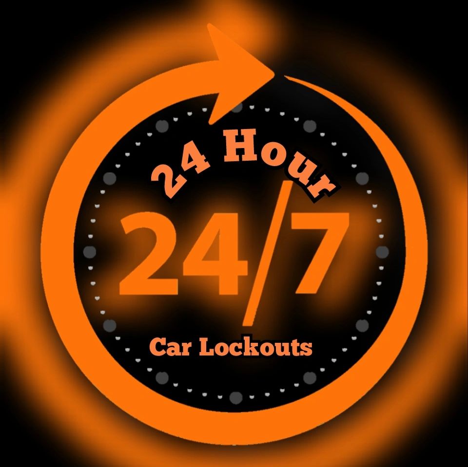 24 Hour Car Lockouts orange logo. Vehicle Lockout Service in Destin, Niceville and Ft Walton Beach.