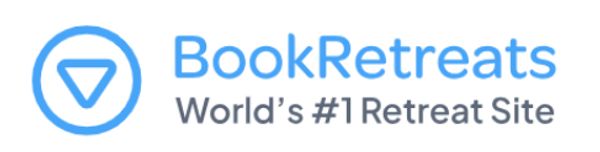 BookRetreats logo with tagline about retreats.