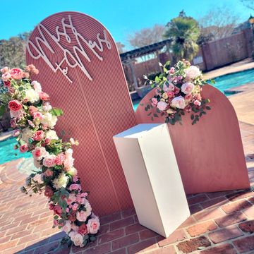 Custom faux floral designs w/ arch rentals 