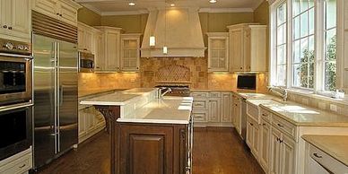 Painters painting kitchen cabinets. Hinsdale. Clarendon Hills, Burr Ridge, JC Licht