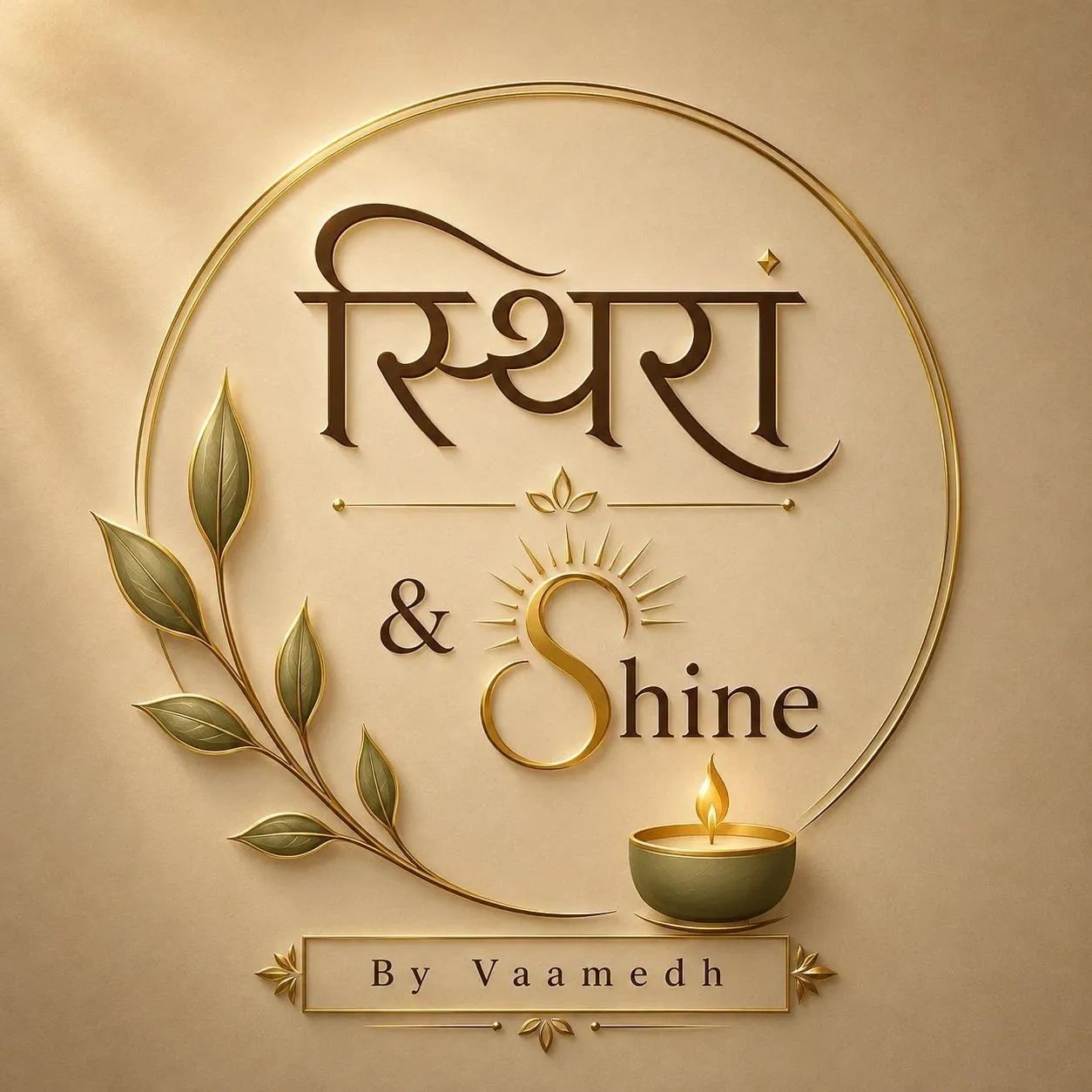 Elegant logo with Hindi text and decorative elements.
