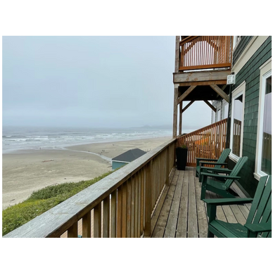 Side deck at The Sylvia Hotel in Newport, OR, fully restored by Proside Construction with ocean view