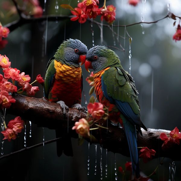 Two loving lorikeets