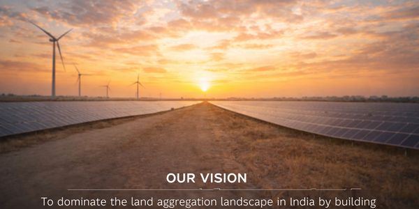 Solar panels and wind turbines under a vibrant sunset symbolizing renewable energy vision.