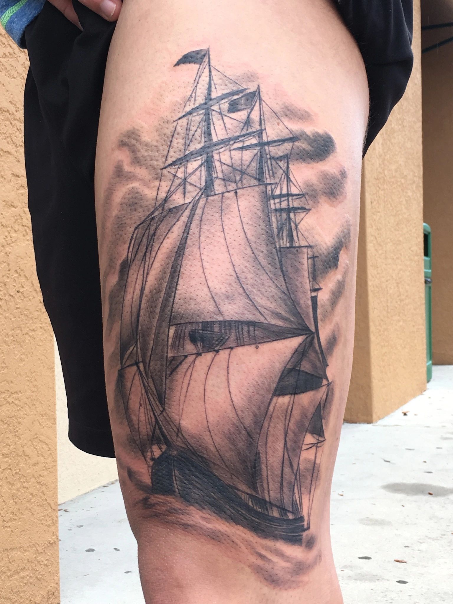 Realistic clipper ship tattoo, pirate ship tattoo, matrix tattoo tattoo 