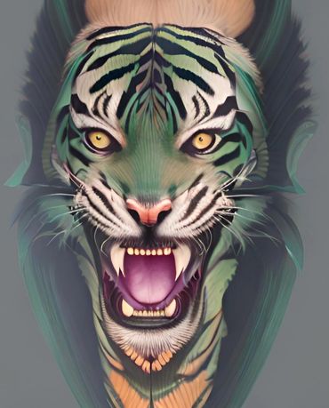 Green tiger tattoo concept
