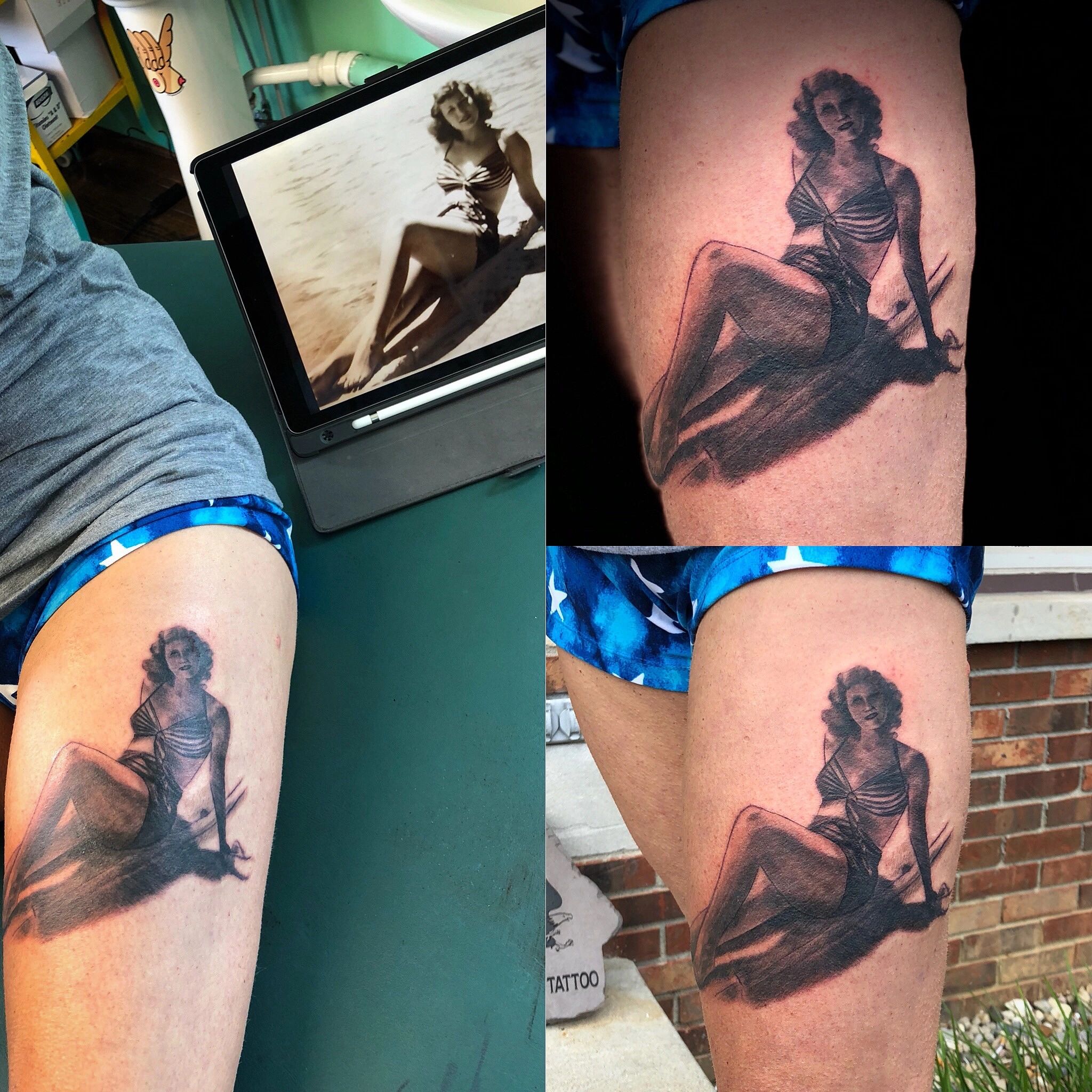 Realistic tattoo,realistic pinup tattoo , portrait pinup tattoo