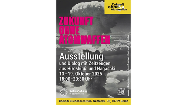 a poster in German advertising an "Exhibition and Dialogue with Witnesses from Hiroshima