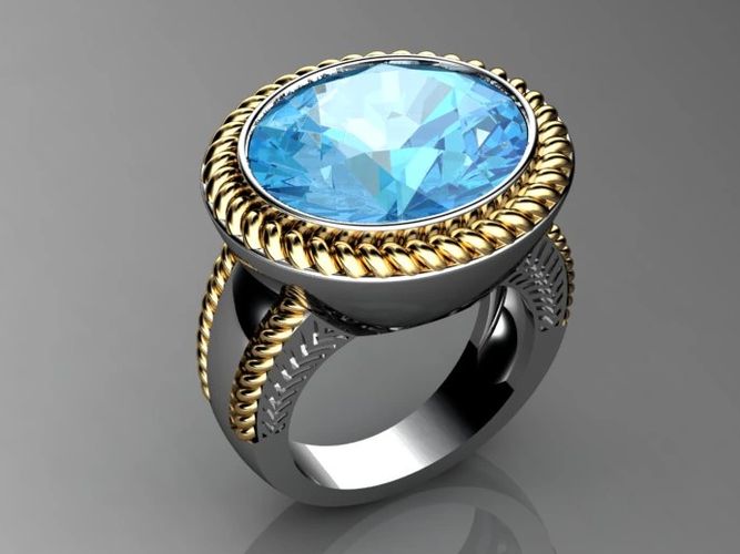 Custom Blue Topaz  Fashion Ring