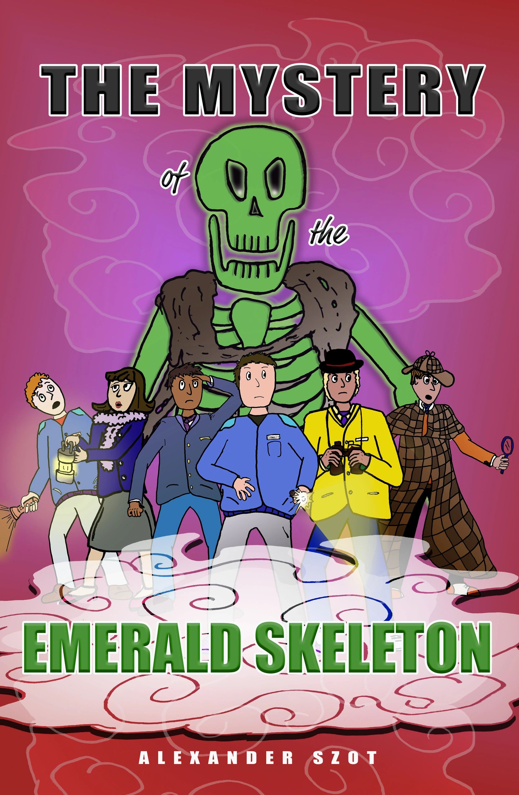 Book cover to the Mystery of the Emerald Skeleton.