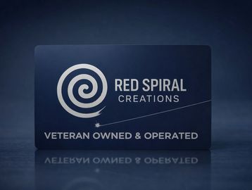 Logo of Red Spiral Creations, veteran owned and operated.