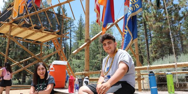 At scouting pioneering camp