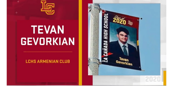 His graduation banner on a lamp post in La Crescenta, CA. 