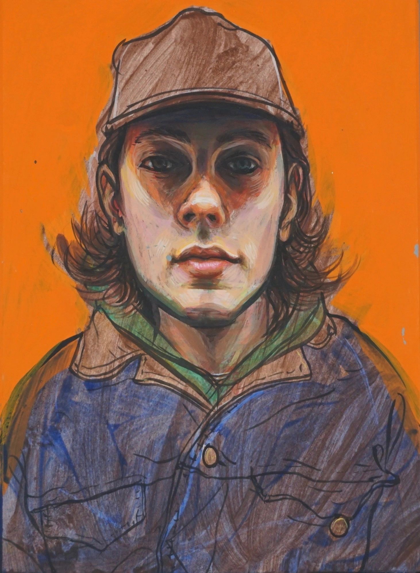 At Oslo Busstation, gouache & acrylic on board, 20x30cm, 2020