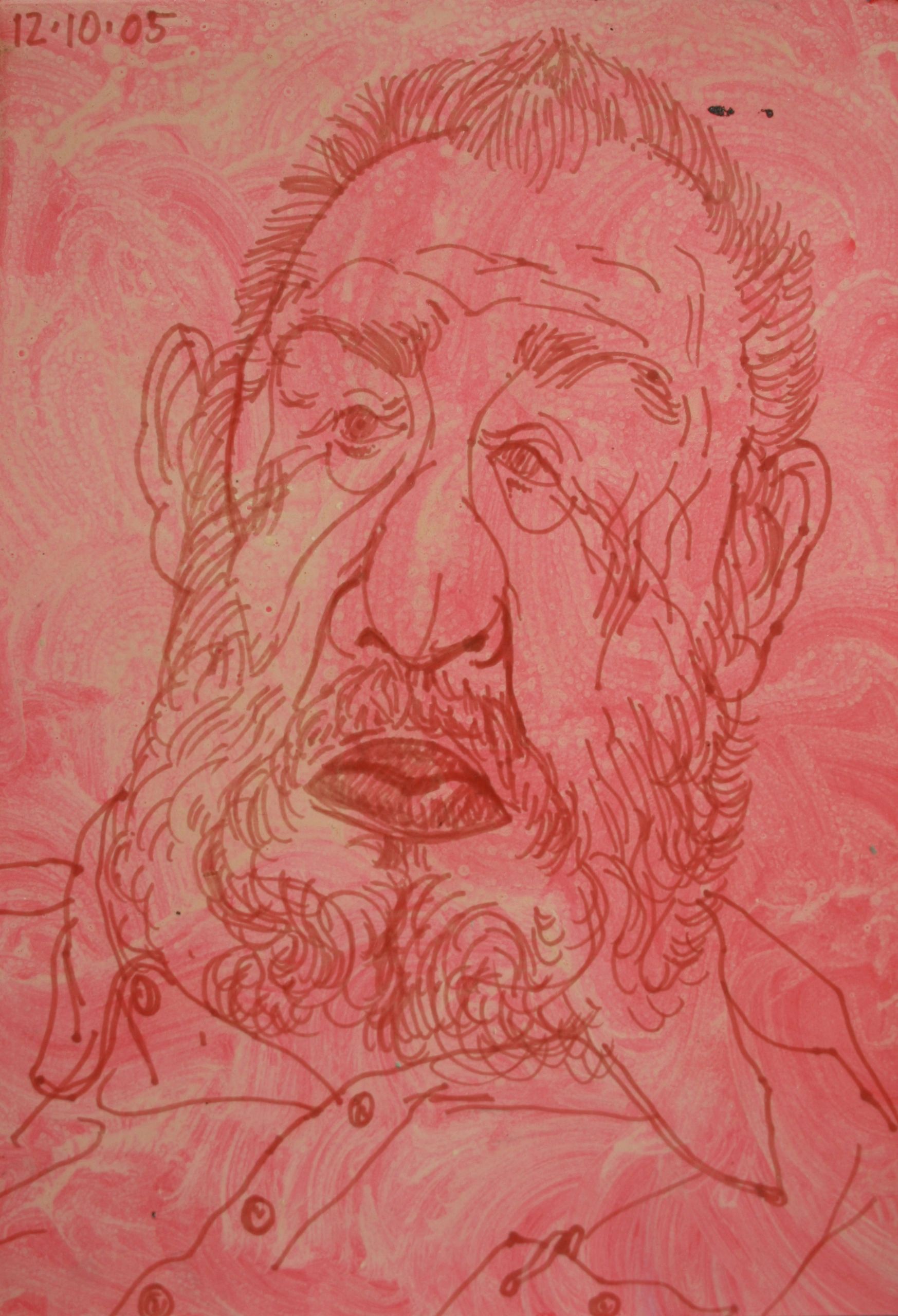 Pink Roy, Pursed Lips, ink, gouache & acrylic on paper, 21x31 cm, 2012