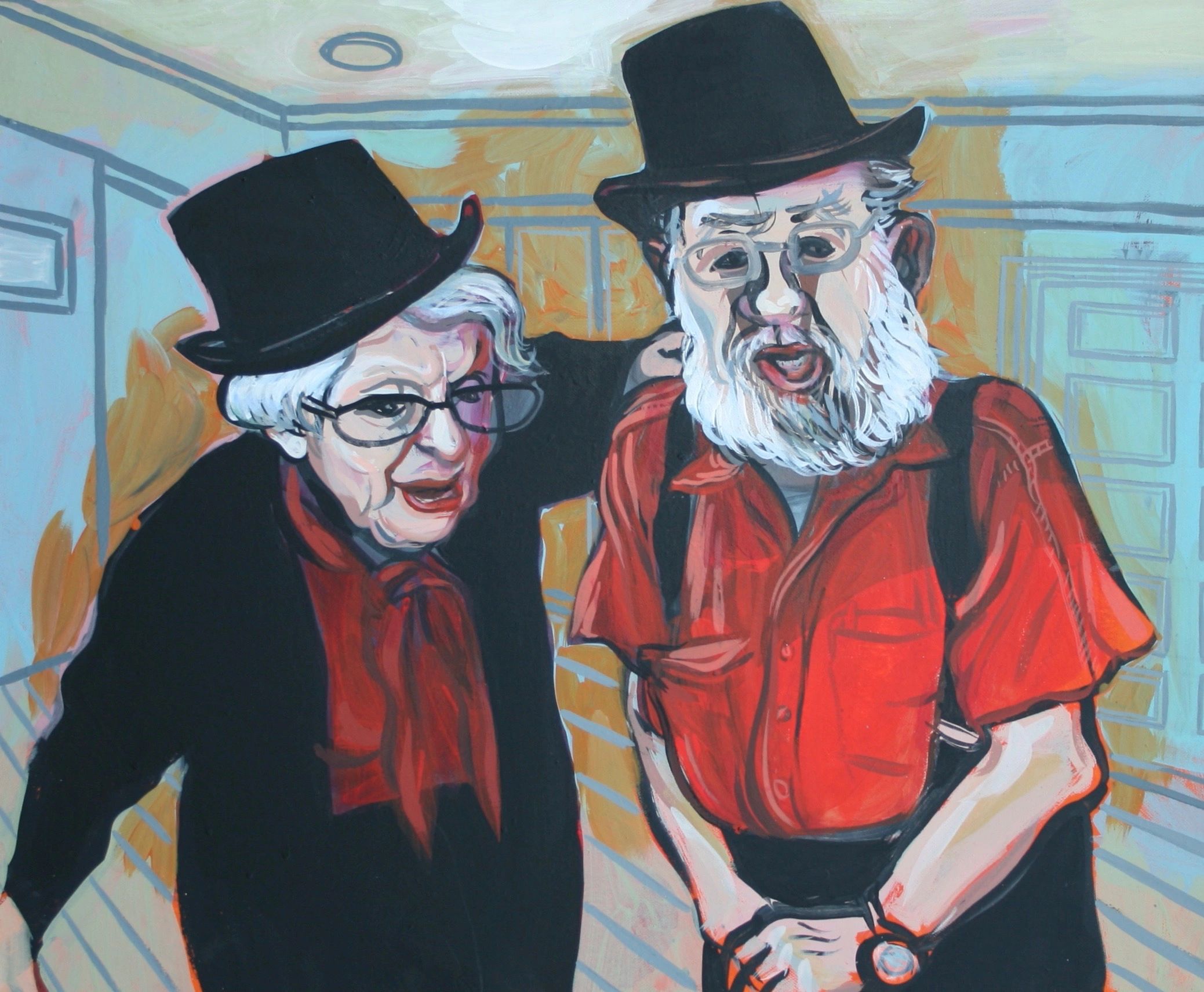 Singing with Barbara, gouache & acrylic on canvas, 75x60 cm, 2016