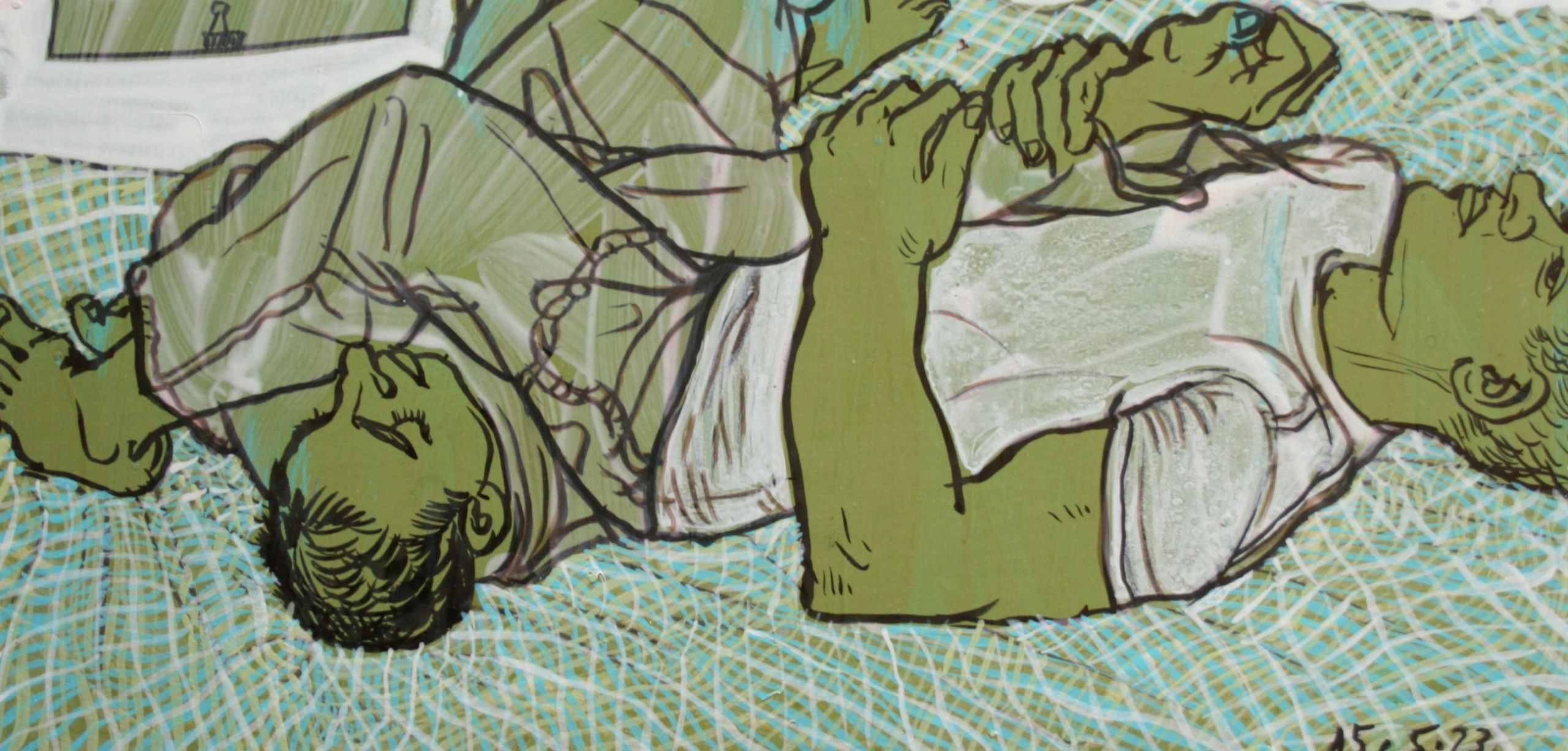 Long Green Hold, gouache & acrylic on paper, 20x40 cm, 2015