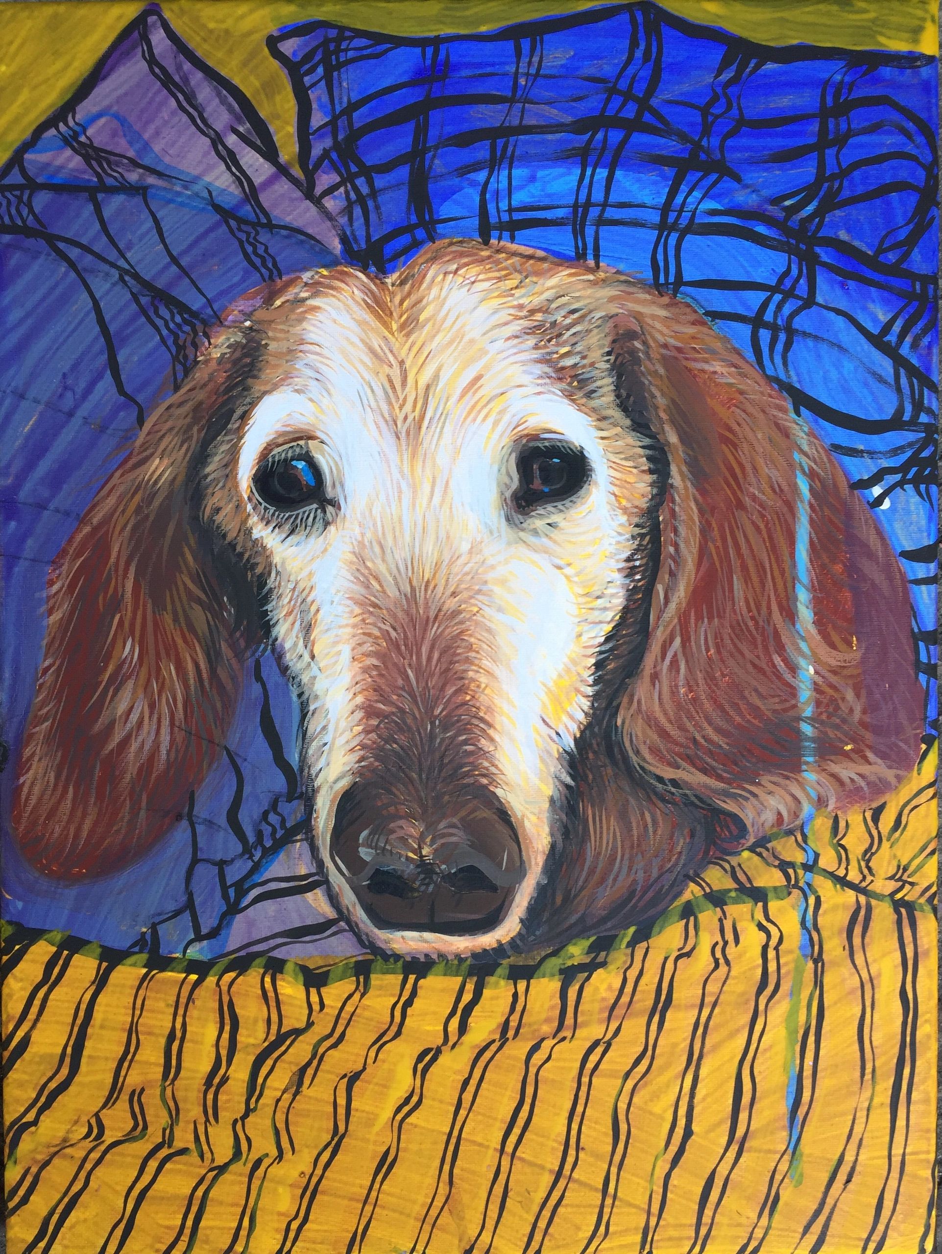 Mister, In Memoriam, gouache & acrylic on canvas, 25x35 cm, 2018