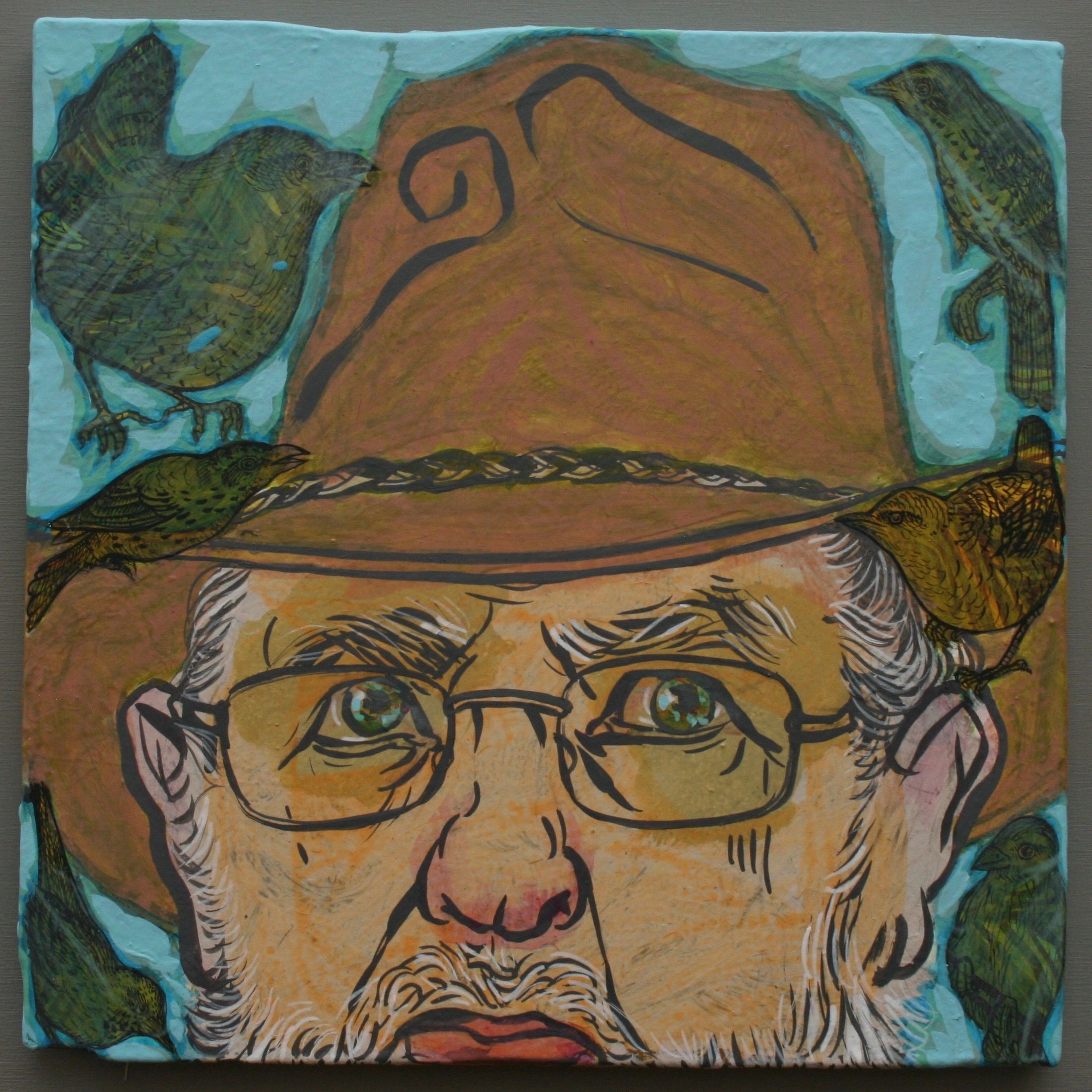 Roy and Birds, gouache & acrylic on canvas, 50x50 cm, 2000