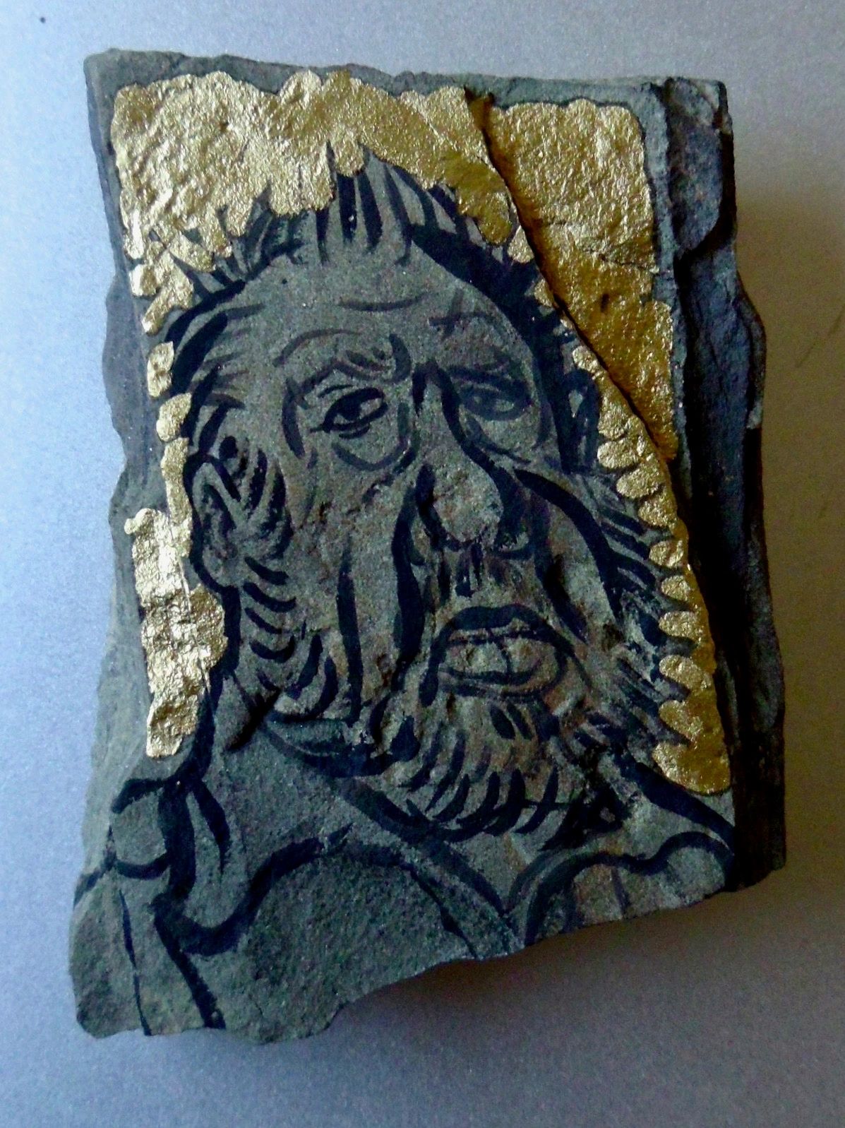 Ithaca Slate Drawing, ink & gouache on slate, 6x9 cm, 2017