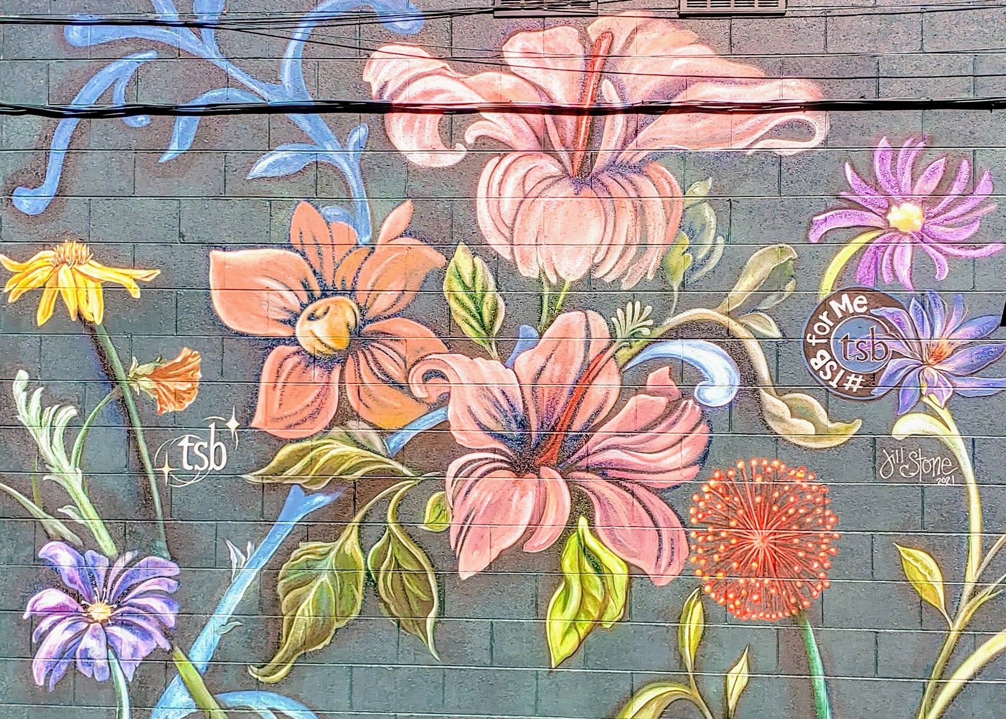 30' Outdoor Flower Mural at Tennessee School of Beauty.