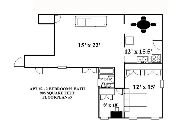 Floorplan for 2 bedroom apartment