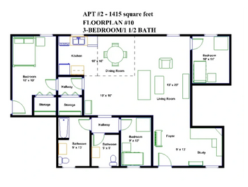 Floorplan #10 - 3 bedroom apartment