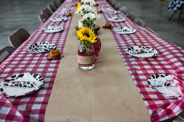 table decor with centerpieces for a birthday party