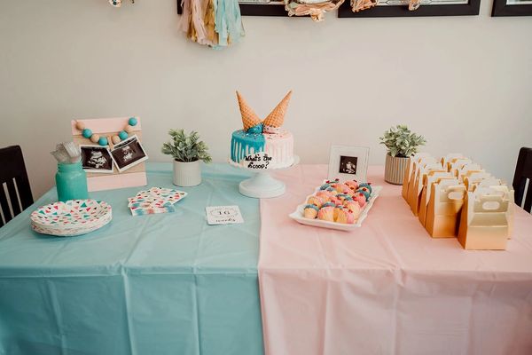 table set up for a gender reveal